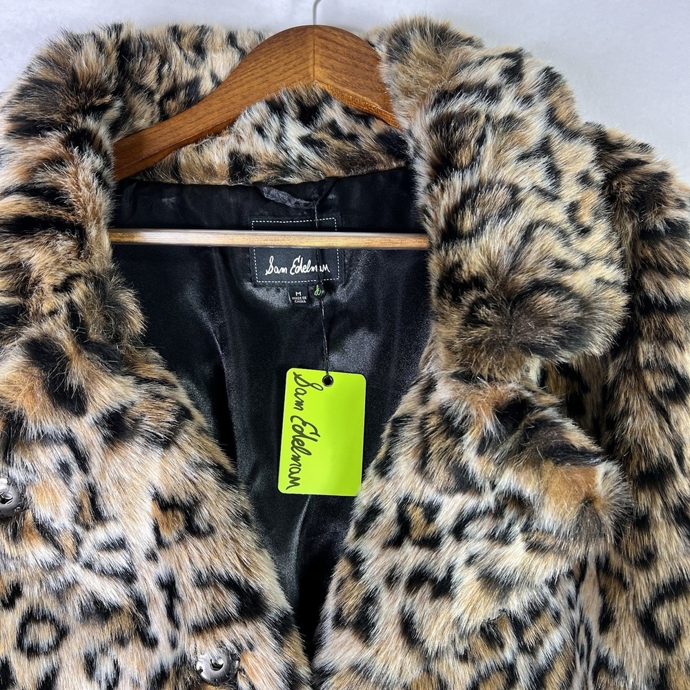 Sam Edelman Leopard Print Faux Fur Jacket Mob Wife NWT Size M - Picture 3 of 8